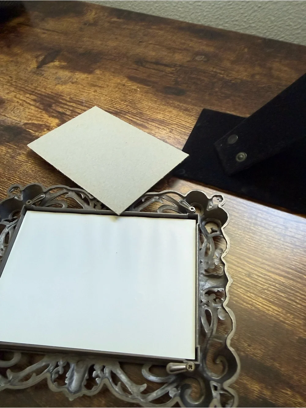 Ornate Double 2”x3” Photo Frame Silver Pewter